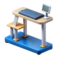 3D Render of a Childs Desk and Chair Set with Built-in Monitor png