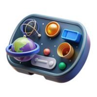 3D Render of a Futuristic Space Control Panel with Planetary Elements png