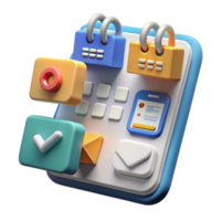 3D Render Colorful App Interface Calendar Task Manager Illustration png