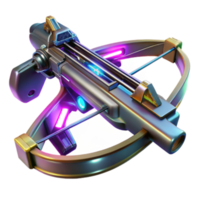 Futuristic Crossbow 3D Render, Sci-Fi Weapon Illustration, Neon Lights, Game Asset, Fantasy Design, Digital Art, High-Resolution Image png