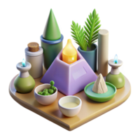 3D Render of Tranquil Spa Setting with Candles and Plants png