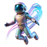3D Render of Astronaut in Space with Iridescent Trail png
