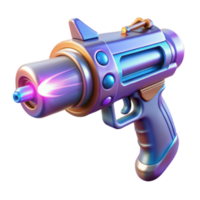 Futuristic Ray Gun 3D Render, Iridescent Weapon Illustration png