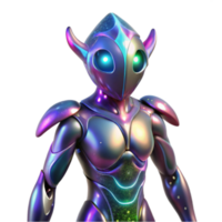 Iridescent Robot, 3D Render, Futuristic Android, Sci-Fi Character, Cyberpunk, Alien, Glowing, Metallic, Digital Art png