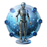 Futuristic Robot 3D Render Advanced Technology Network Connection png