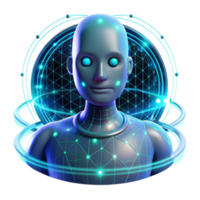 Futuristic 3D Render of a Robot Boy with Glowing Network png