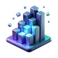 Abstract 3D Render of Glowing Cubes Forming a Bar Graph png