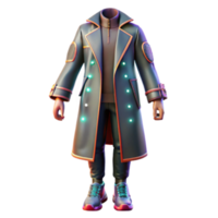Stylish 3D Render of Futuristic Coat and Pants Outfit png