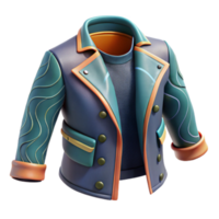 Stylish 3D Render of a Teal and Orange Jacket with Abstract Wave Pattern png