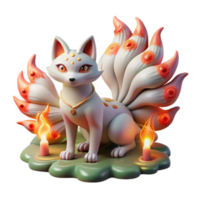 3D Render of Mythical Nine-Tailed Fox Spirit png
