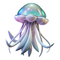 3d render do uma tipo pérola medusa com iridescente tentáculos png