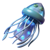 3D Render of a Bio Luminescent Jellyfish Illustration png