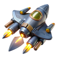 Stylized 3D Rocket Ship Illustration Futuristic Spaceship Design for Game Asset or Sci-Fi Background png
