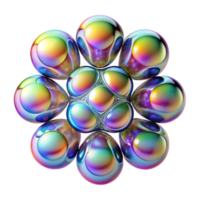 Iridescent Sphere Abstract 3D Render A Kaleidoscopic Cluster of Rainbow Bubbles png