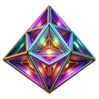 Iridescent Geometric 3D Render of Interlocking Triangles and Prisms png