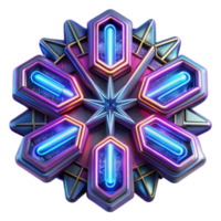 Neon Snowflake 3D Render Abstract Background Image png