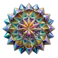 Iridescent Geometric 3D Mandala Illustration Abstract Starburst Design with Triangular Facets png