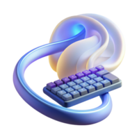 Abstract 3D Render of Keyboard with Flowing Design png