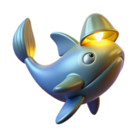 Playful Dolphin with Lamp 3D Render Illustration png