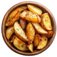 Crispy Potato Wedges Bowl on transparent background. png