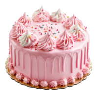 Pink Birthday Fondant Cake on transparent background. png