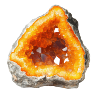 Orange Geode Crystal Cluster on transparent background. png