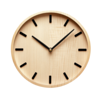 Simple Wooden Clock Design on transparent background. png