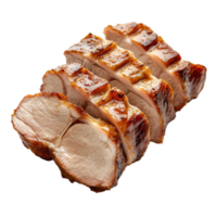 Sliced Roasted Pork Loin on transparent background. png
