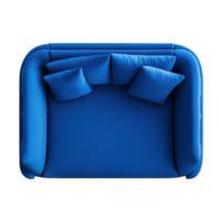 Blue Sofa Top View White Background on transparent background. png