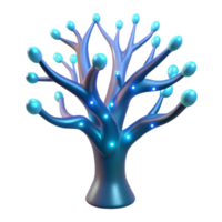Glowing Abstract Tree 3D Render png