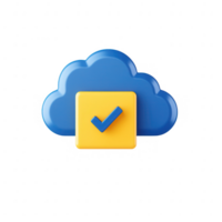A modern cloud storage icon with a checkmark symbolizing data security and accessibility. png