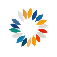 Colorful abstract floral design forming a vibrant circular pattern. png