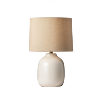 Elegant ceramic lamp with a soft fabric shade for stylish home illumination. png