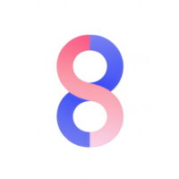 Modern abstract design featuring a vibrant number eight in dynamic colors. png