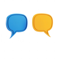 Two colorful speech bubbles for communication and conversation design elements. png