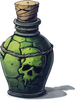 Ancient Cracked Potion Bottle With Skull png