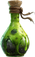 Ancient Cracked Green Potion Bottle With Rope png