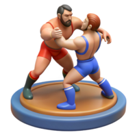 Two wrestlers locked in a competitive bout png