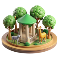 Realistic zoo illustration with vibrant greenery png