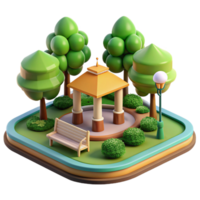 Realistic park setup featuring trees and seating png