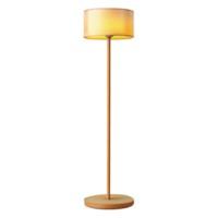 Tall minimalist floor lamp with warm light in 3D png
