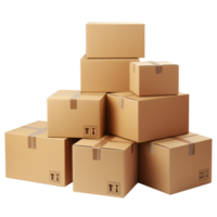 Stack of cardboard boxes on a transparent background png