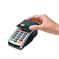 Man using credit card and payment terminal isolated. art png