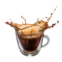 Coffee splashing out of a cup isolated. art png