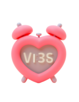 Pink Heart Alarm Clock Showing 1135 Cute 3D Render png