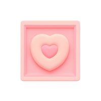 Pink Heart in Frame 3D Render Valentines Day png