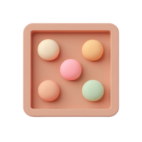 Pastel Colored Balls in Square Tray 3D Render png