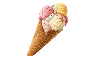 Delicious TripleScoop Ice Cream Cone, Waffle Cone, Sweet Treat png
