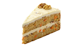 Delicious TwoLayer Carrot Cake Slice with Walnuts and Cream Cheese Frosting png