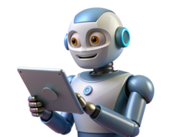Robot working seamlessly with a tablet png